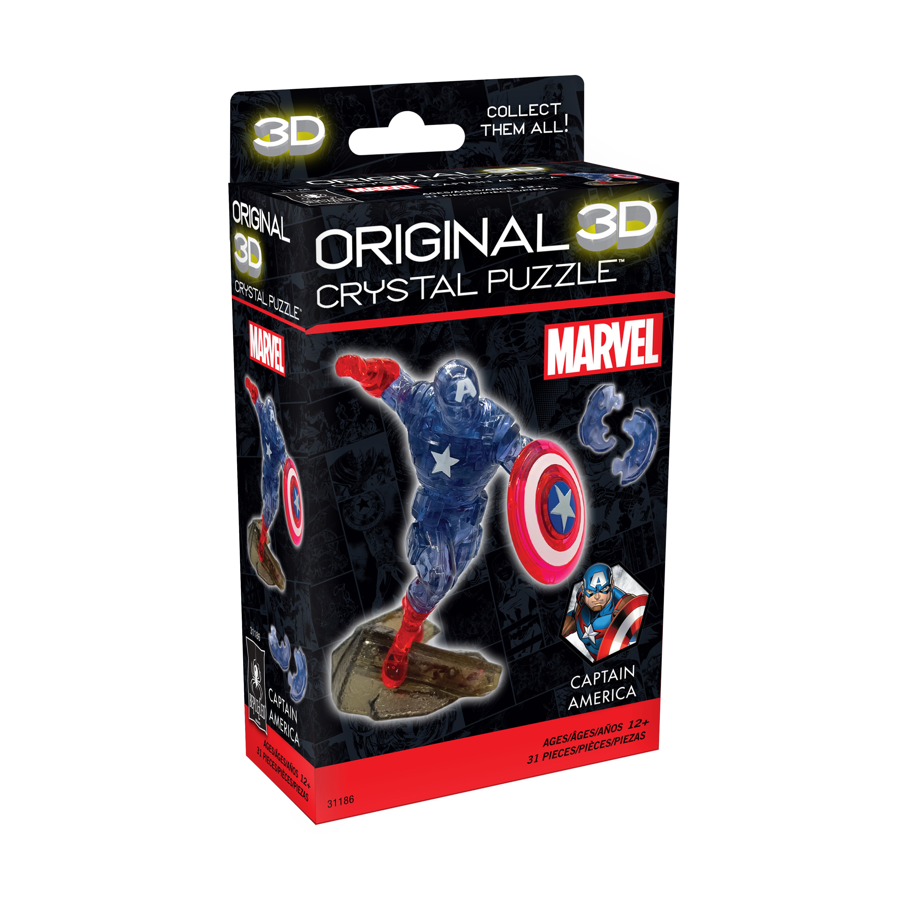 Alternative view of Marvel 3D Crystal Puzzle - Captain America 31 Pcs