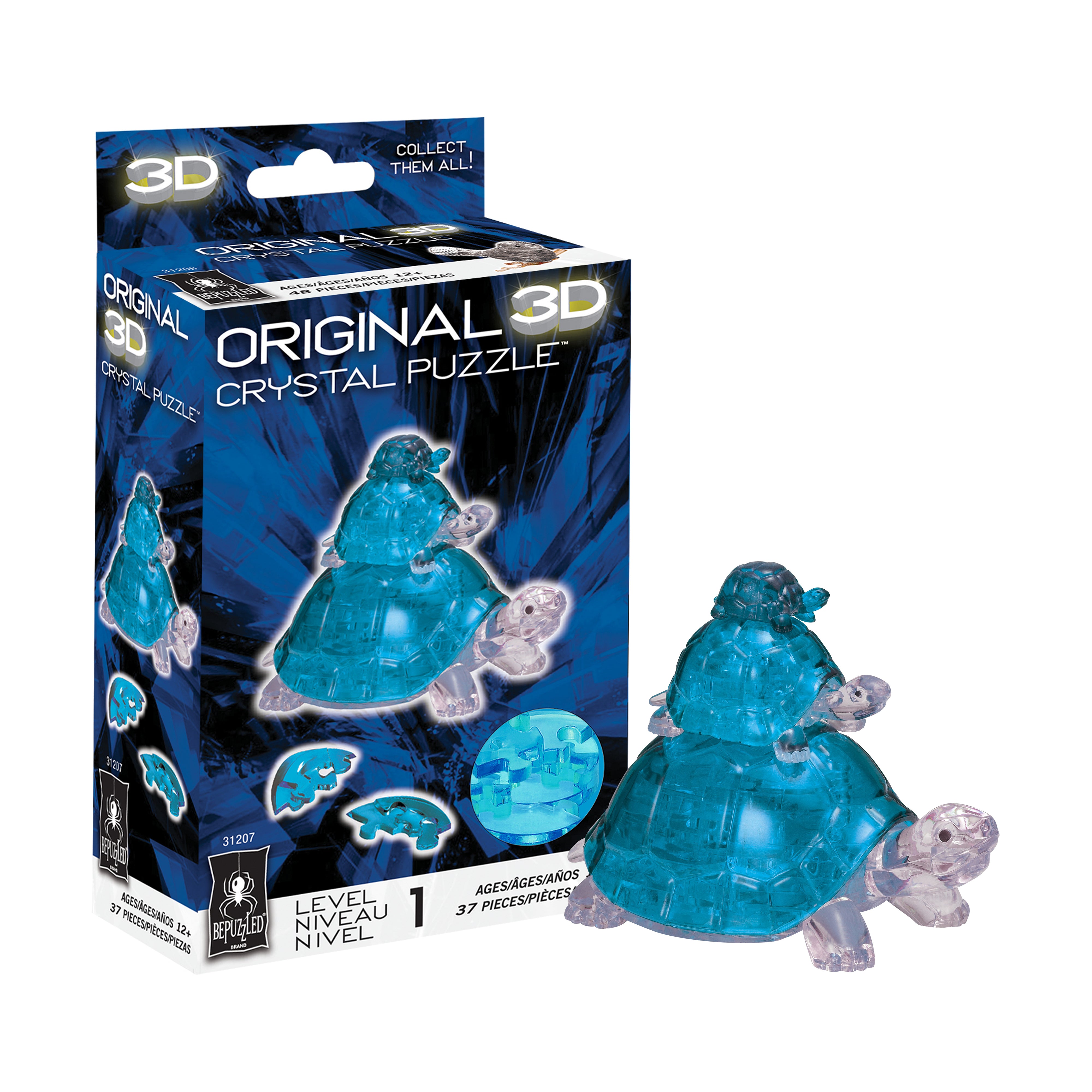 Alternative view of 3D Crystal Puzzle - Tranquil Turtles Assembly (Blue): 37 Pcs