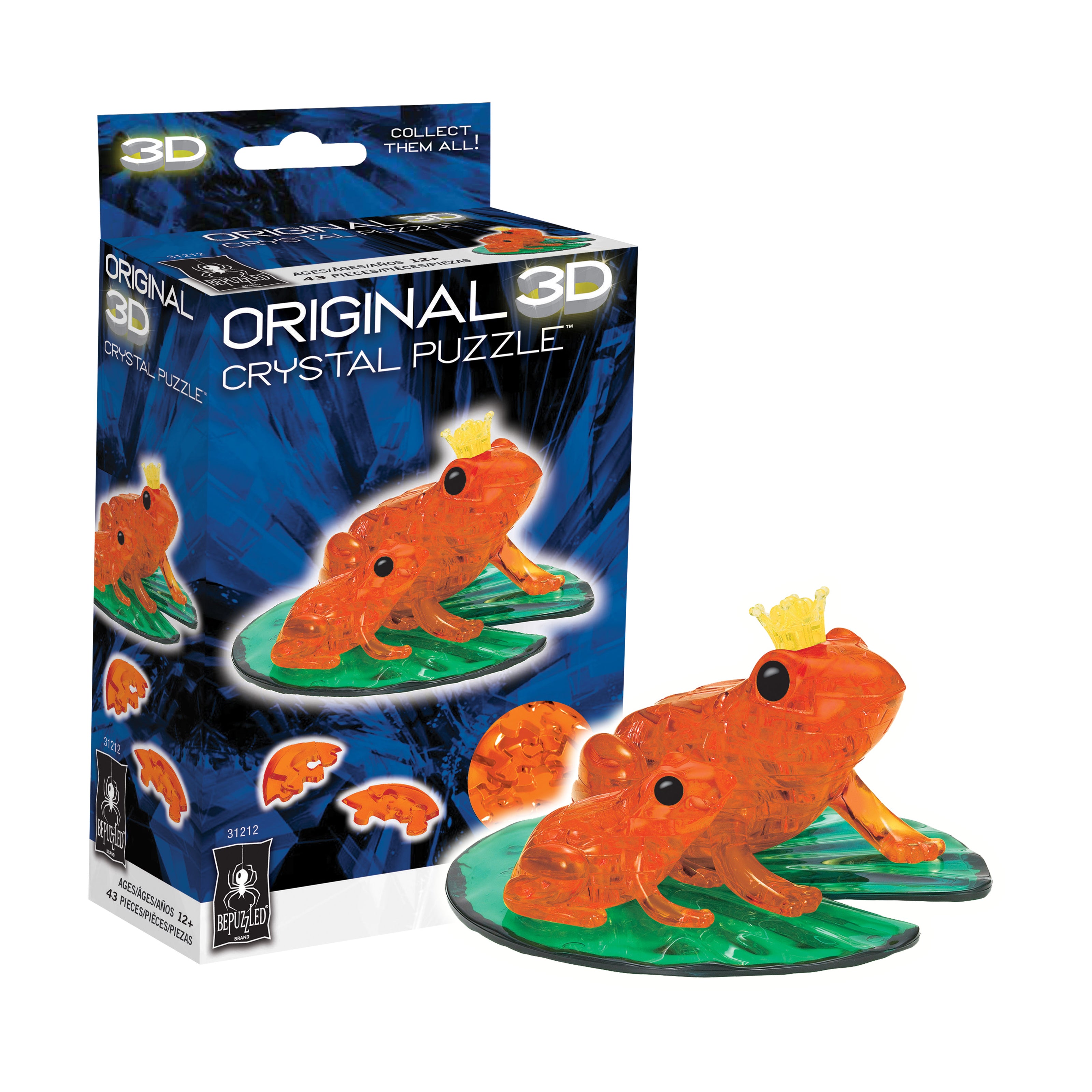 Frog Prince 3D Crystal Puzzle - Vibrant Orange, 43 Pcs - Image 4