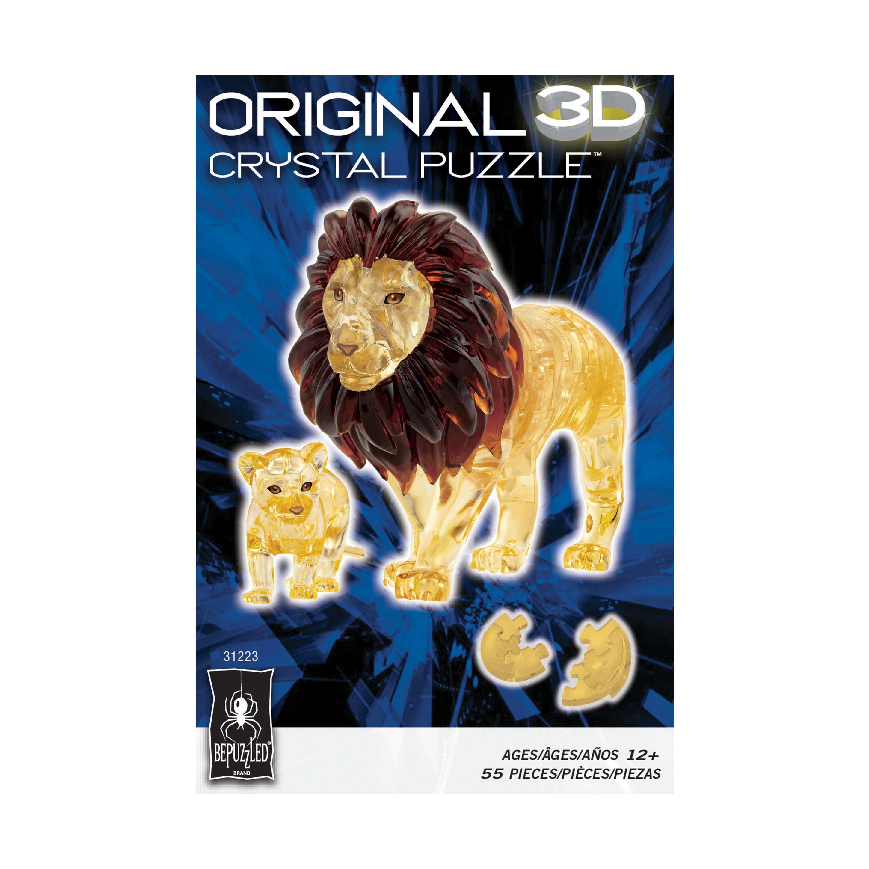 Alternative view of 3D Crystal Puzzle - Lion and Baby (Gold): 55 Pcs