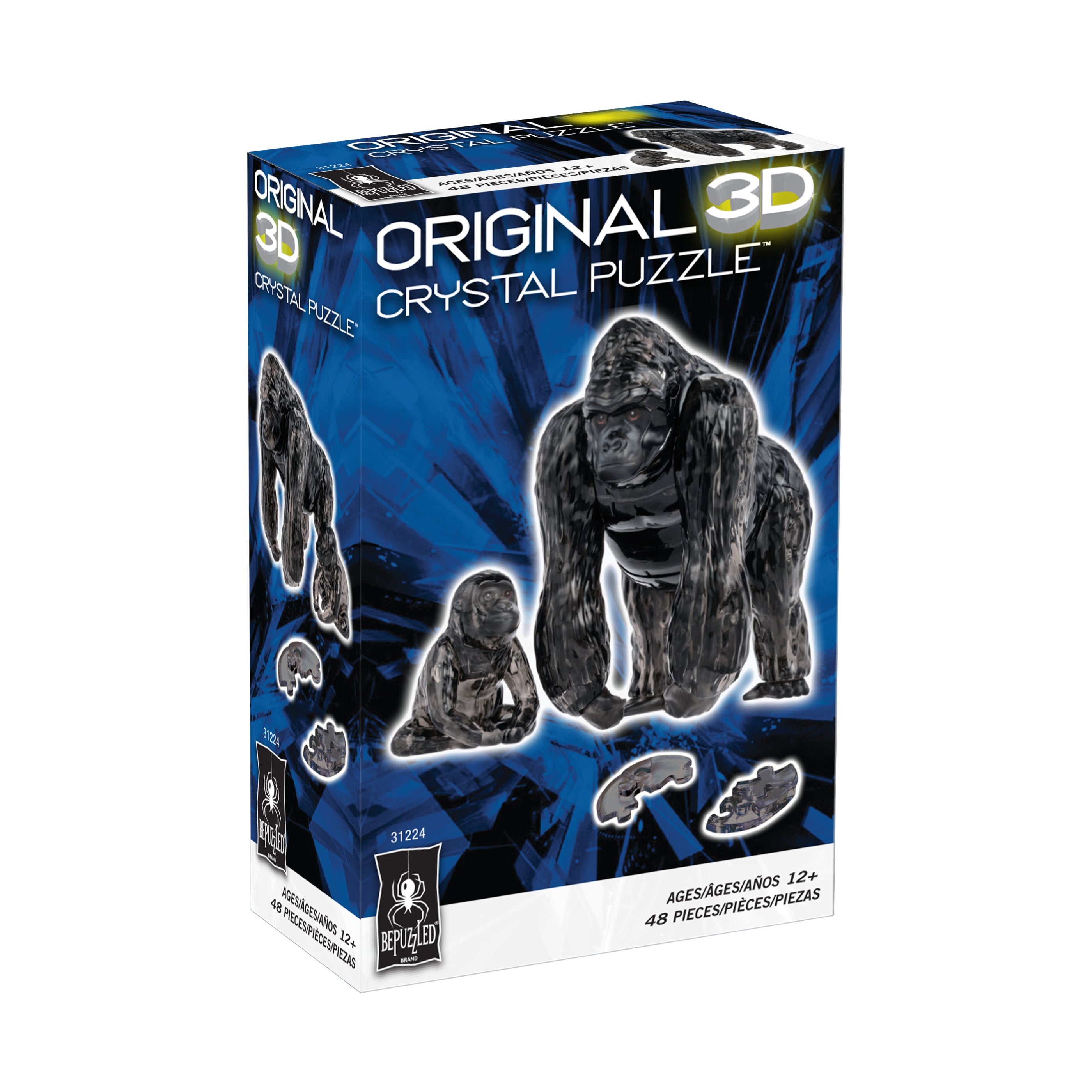 Alternative view of 3D Crystal Puzzle - Gorilla and Baby (Black): 48 Pcs