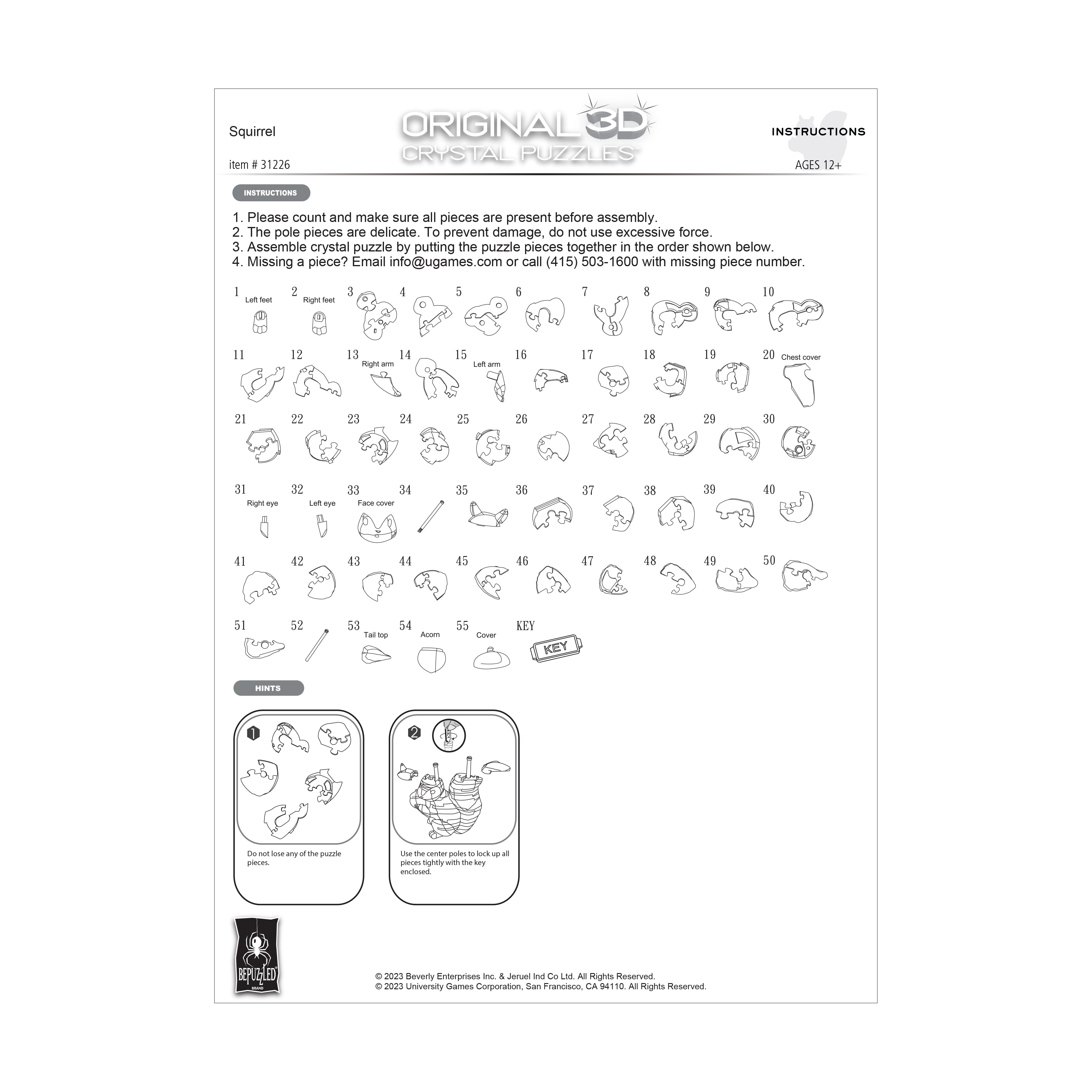 Alternative view of 3D Crystal Puzzle - Charming Squirrel with Acorn: 55 Pcs