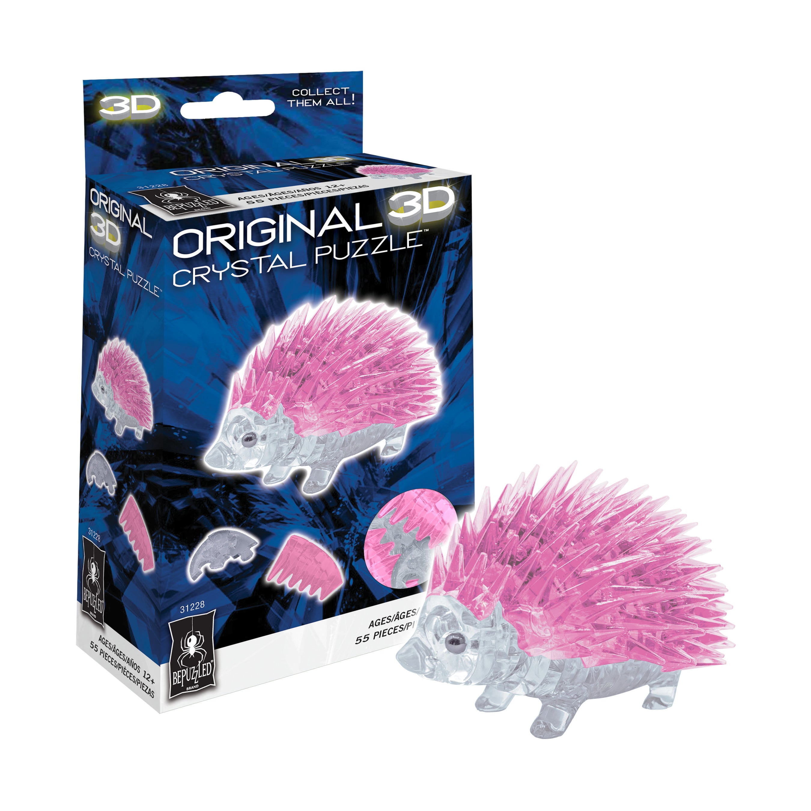 Pink Hedgehog 3D Crystal Puzzle - 55 Pieces - Image 2