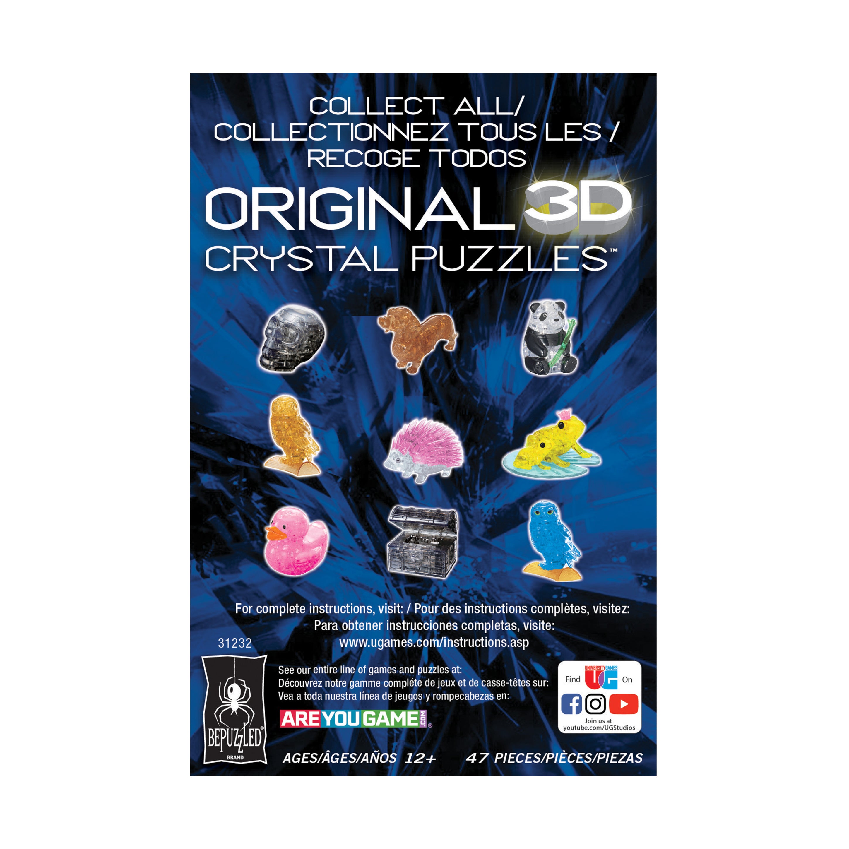 3D Crystal Puzzle - Eloquent White Roses in a Vase, 47 Pieces - Image 4