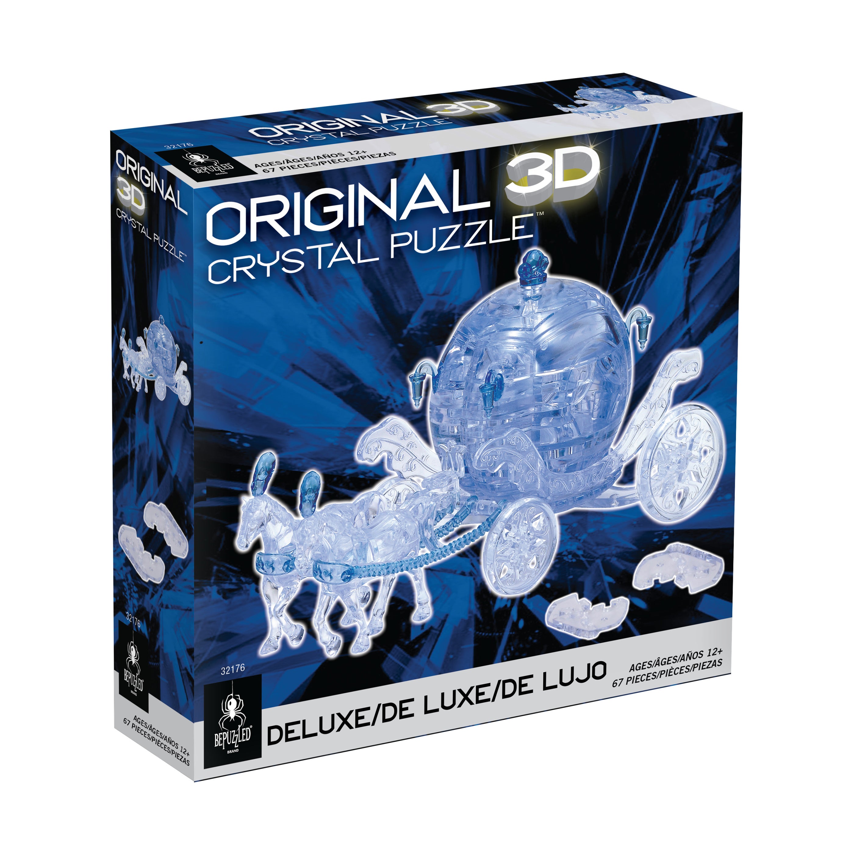 Majestic Blue Royal Carriage 3D Crystal Puzzle - 67 Pieces - Image 2