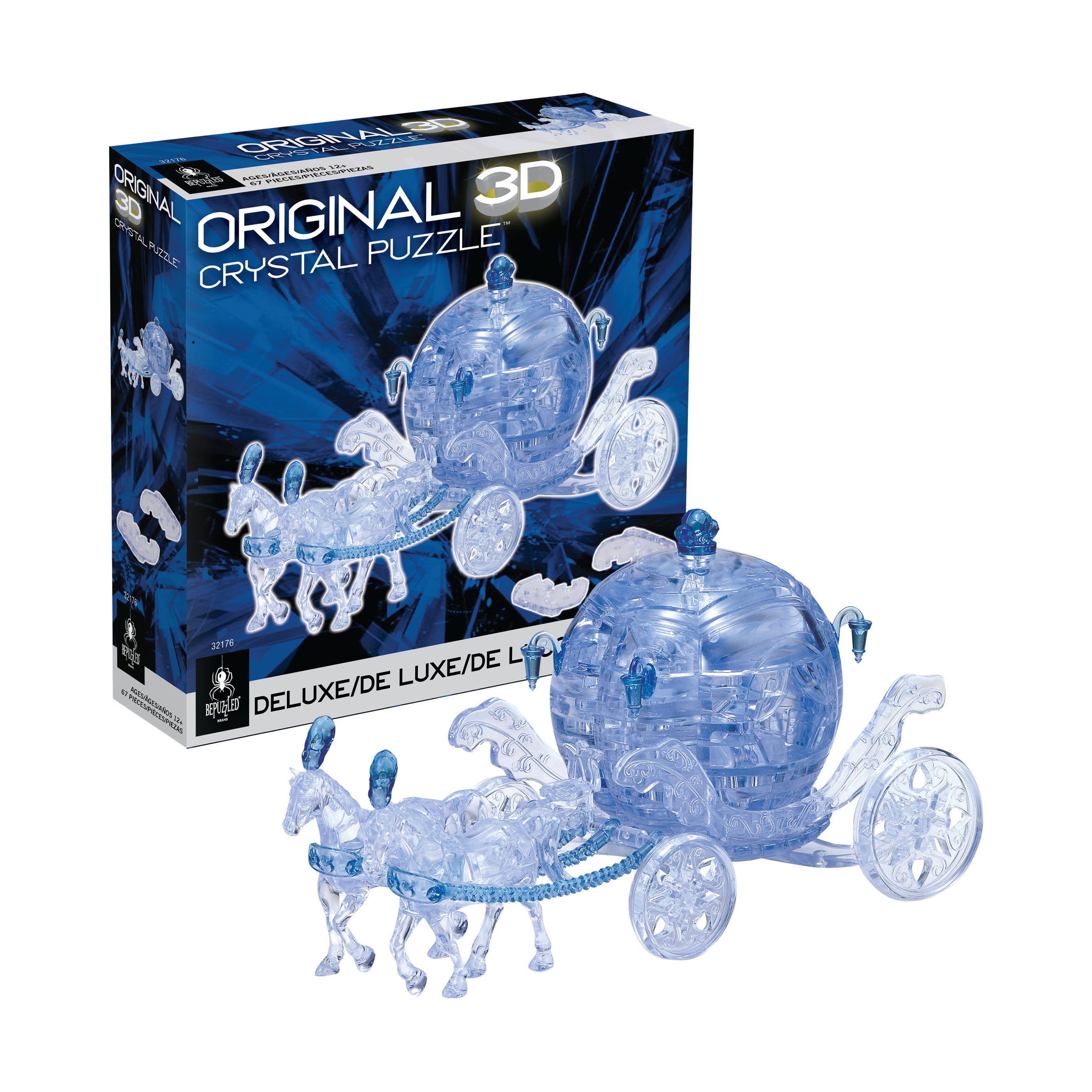 Majestic Blue Royal Carriage 3D Crystal Puzzle - 67 Pieces - Image 3