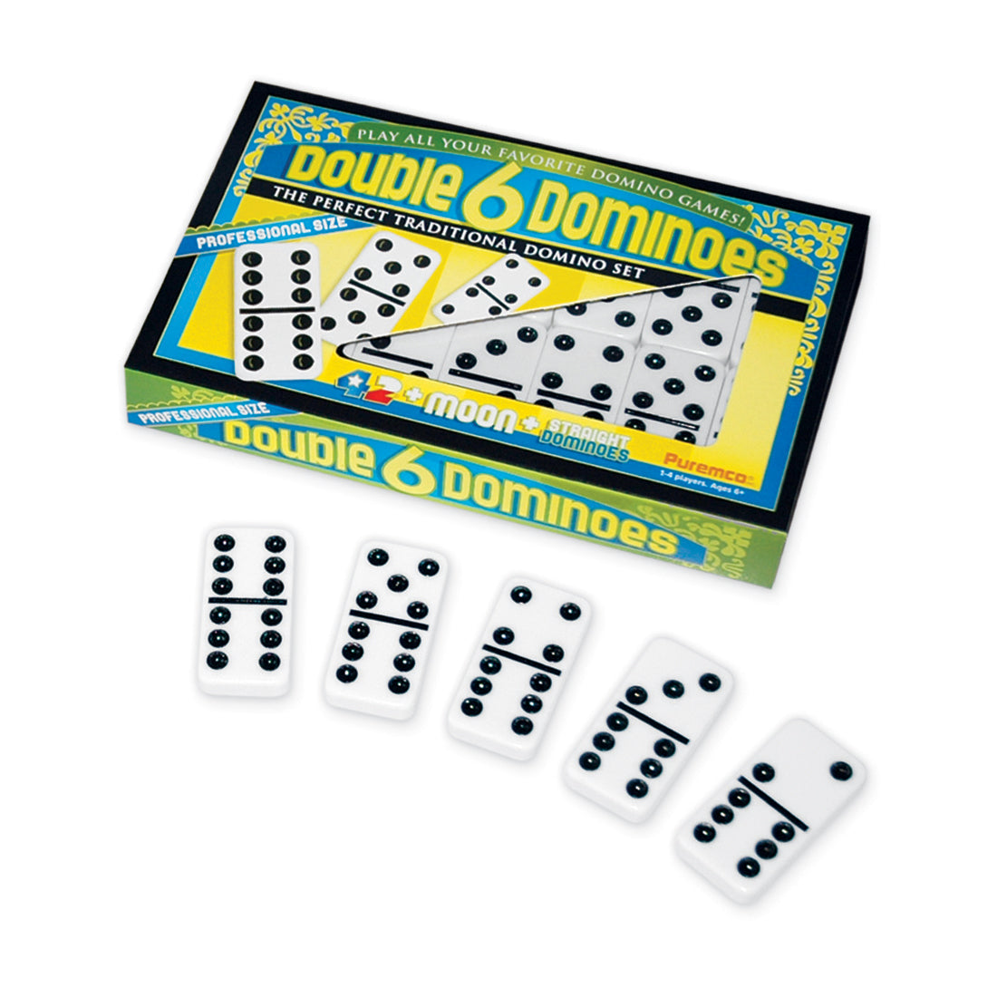 Alternative view of Double 6 Black Dot Dominoes Professional Size Game Set