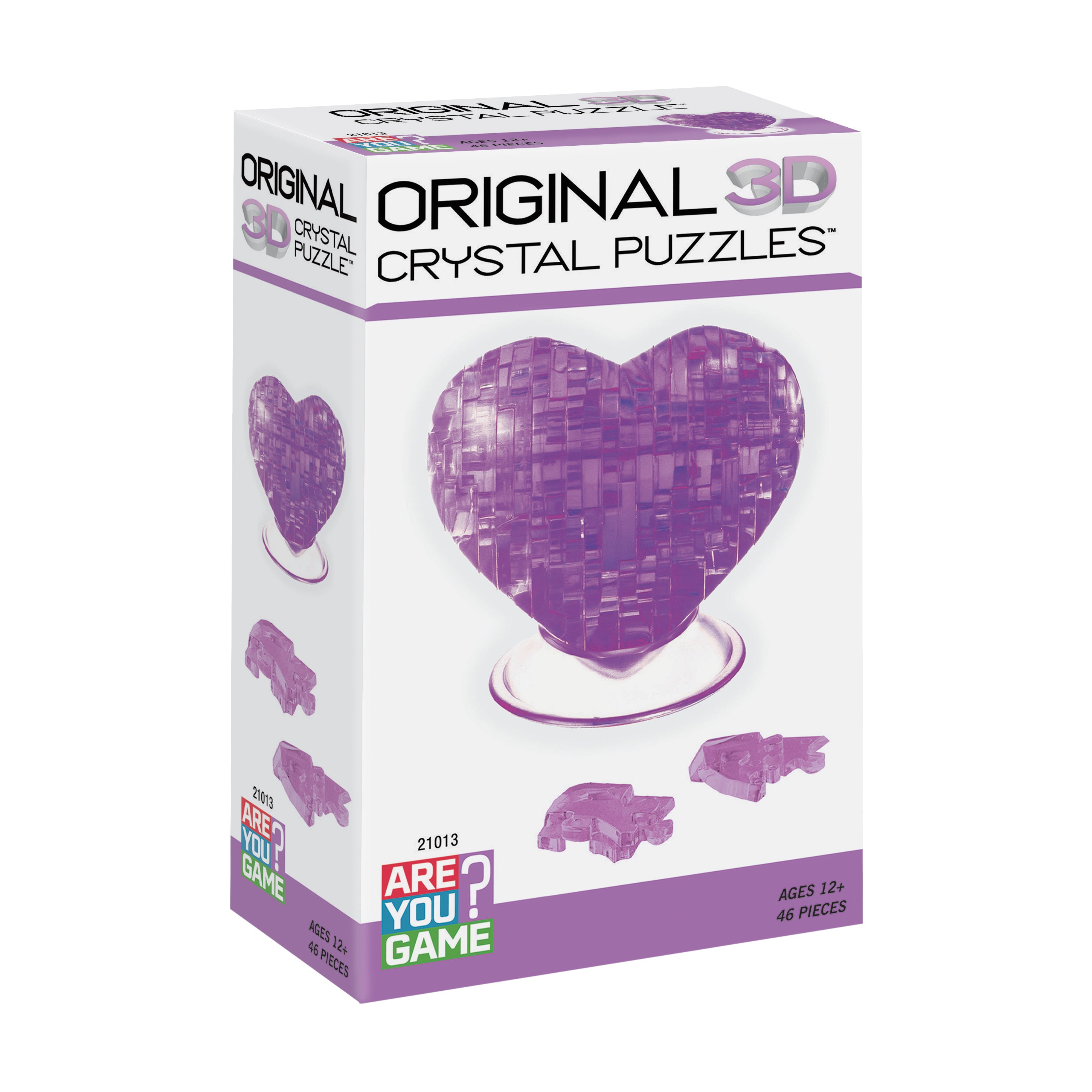 Enchanting Heart-Shaped Purple 3D Crystal Puzzle - 46 Pcs - Image 2