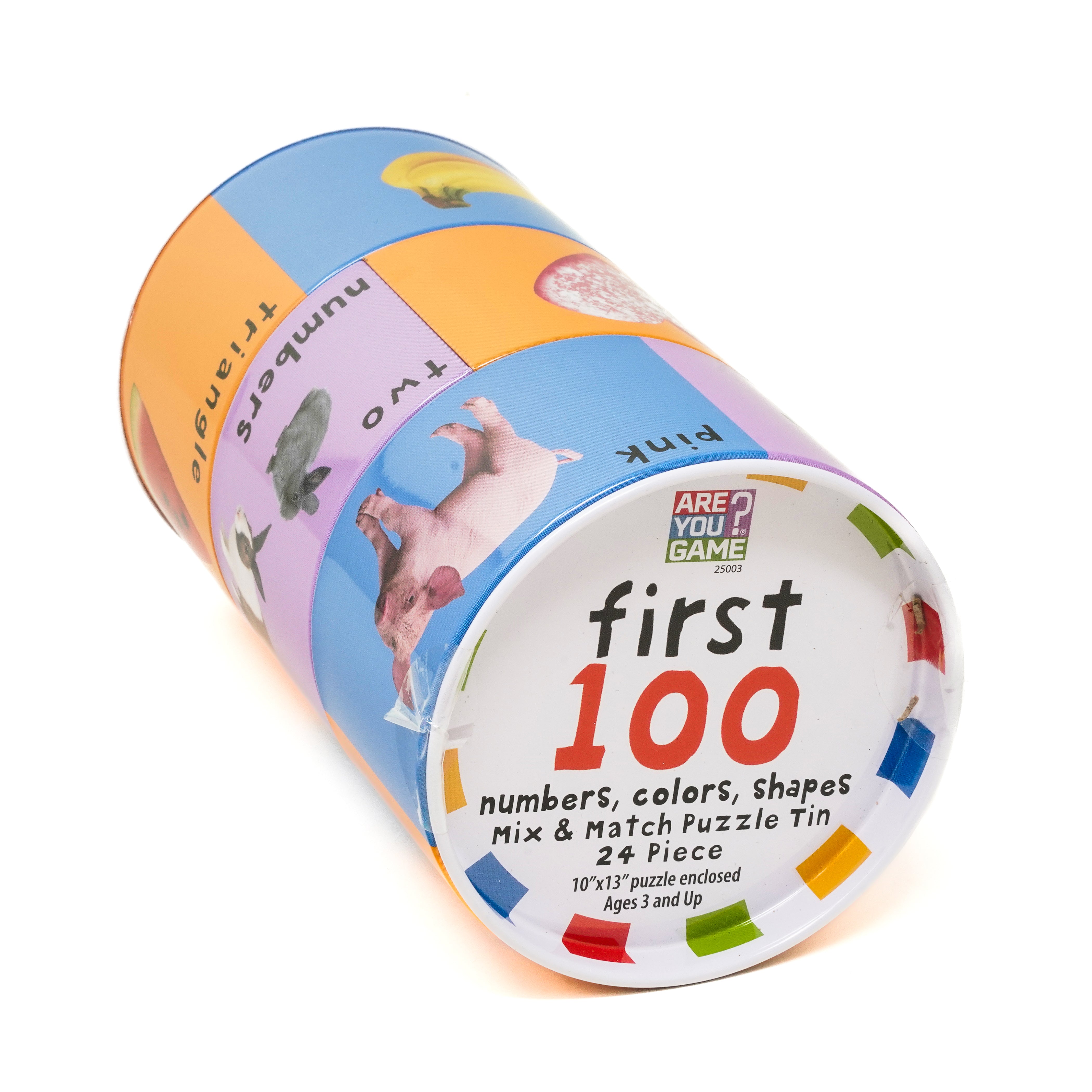 Alternative view of AreYouGame.com First 100 Puzzle Tin - Numbers, Colors, Shapes - 24 Pcs