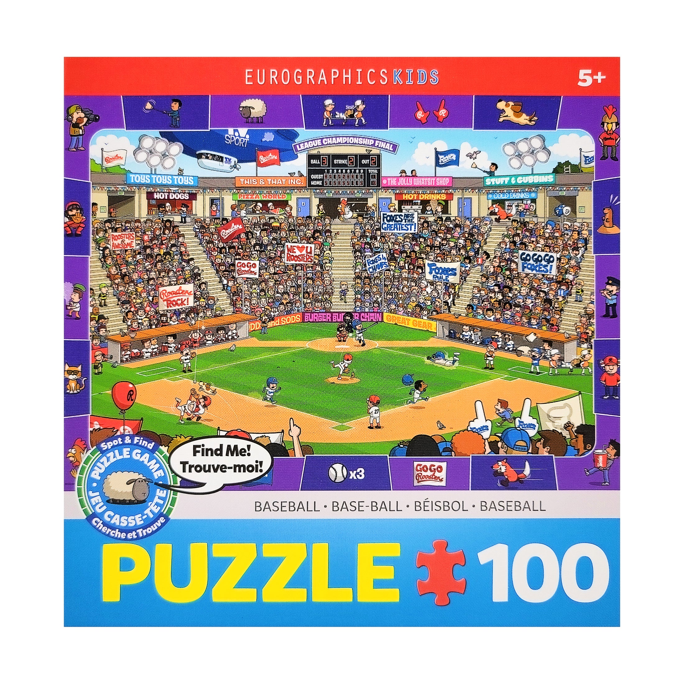 Alternative view of Spot & Find Baseball Themed Puzzle - 100 pc