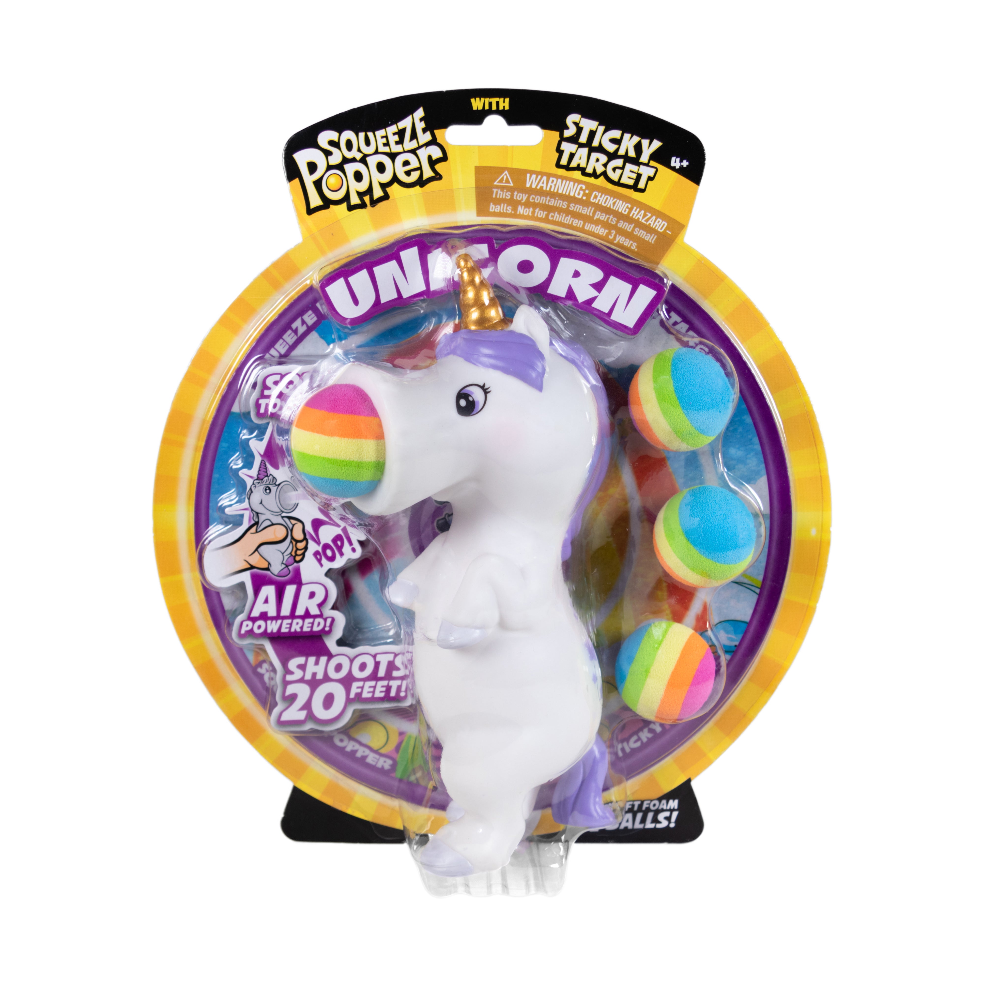 Alternative view of Magical White Unicorn Squeeze Popper with Sticky Target