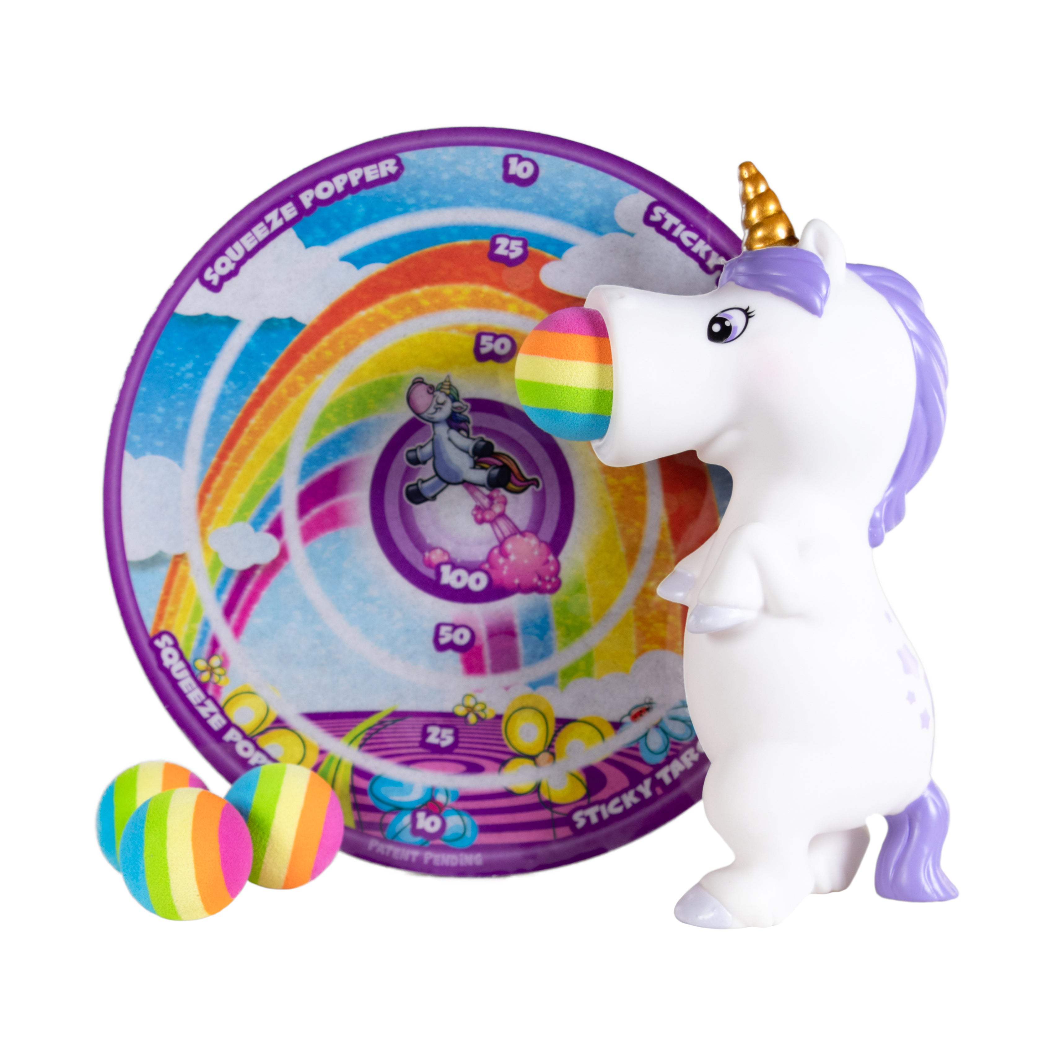 Magical White Unicorn Squeeze Popper with Sticky Target - Image 4