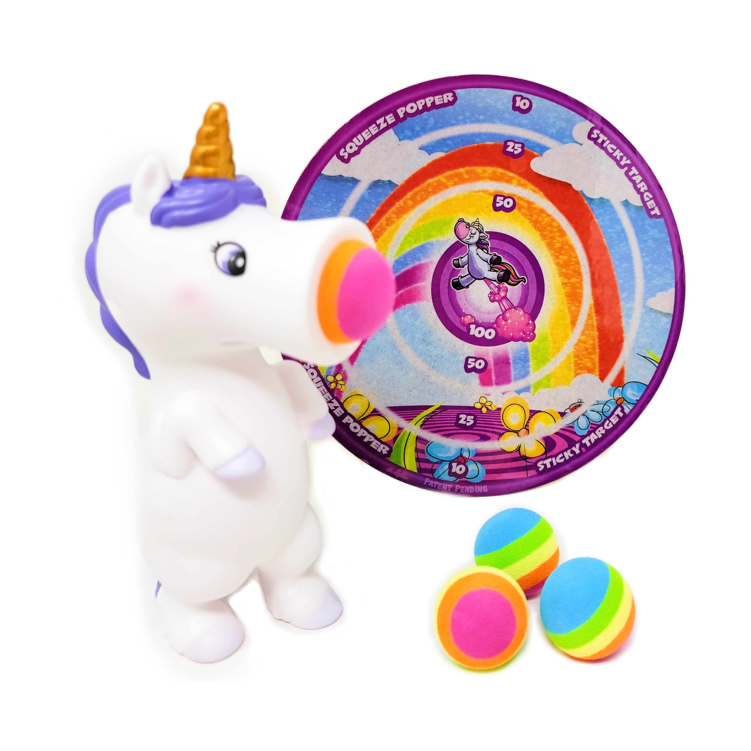 Magical White Unicorn Squeeze Popper with Sticky Target - Image 5