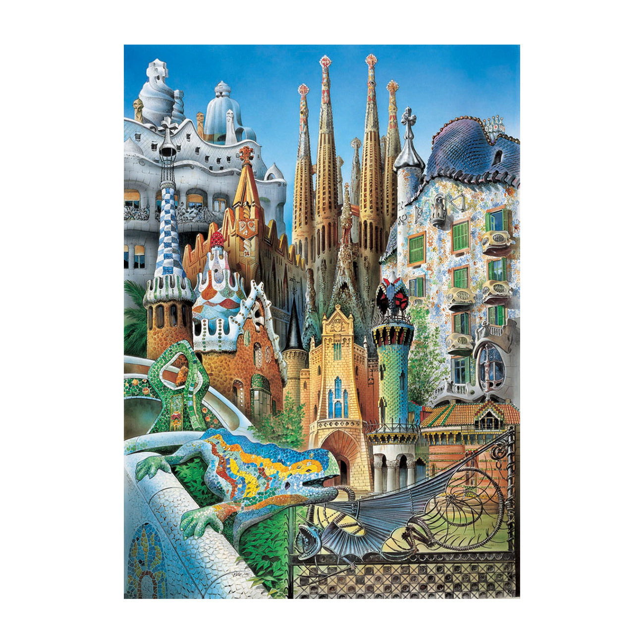 Alternative view of Educa Gaudi-Inspired Collage Mini Jigsaw Puzzle - 1000 pc
