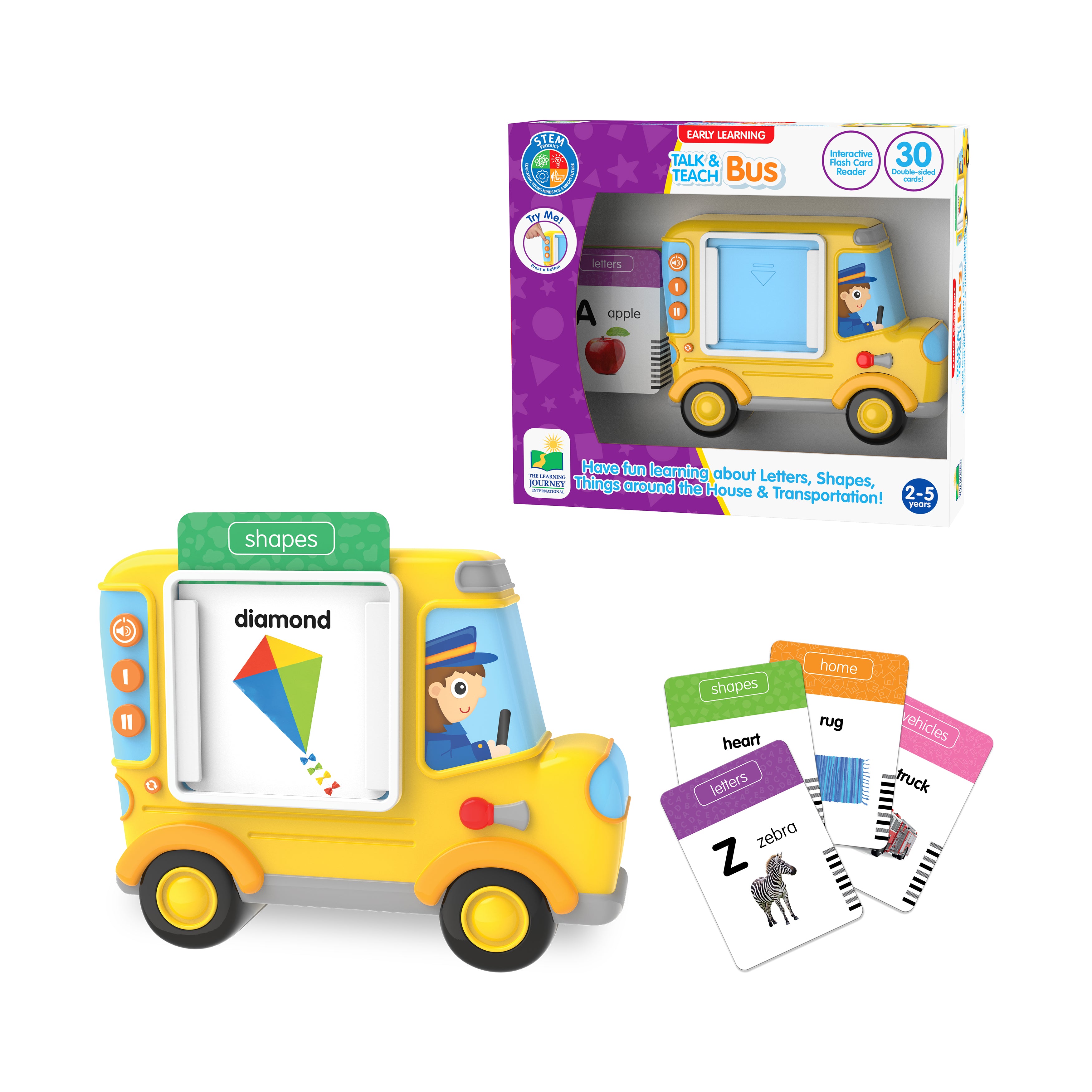 Early Learning Talk & Teach Bus Interactive Flash Card Reader - Image 3