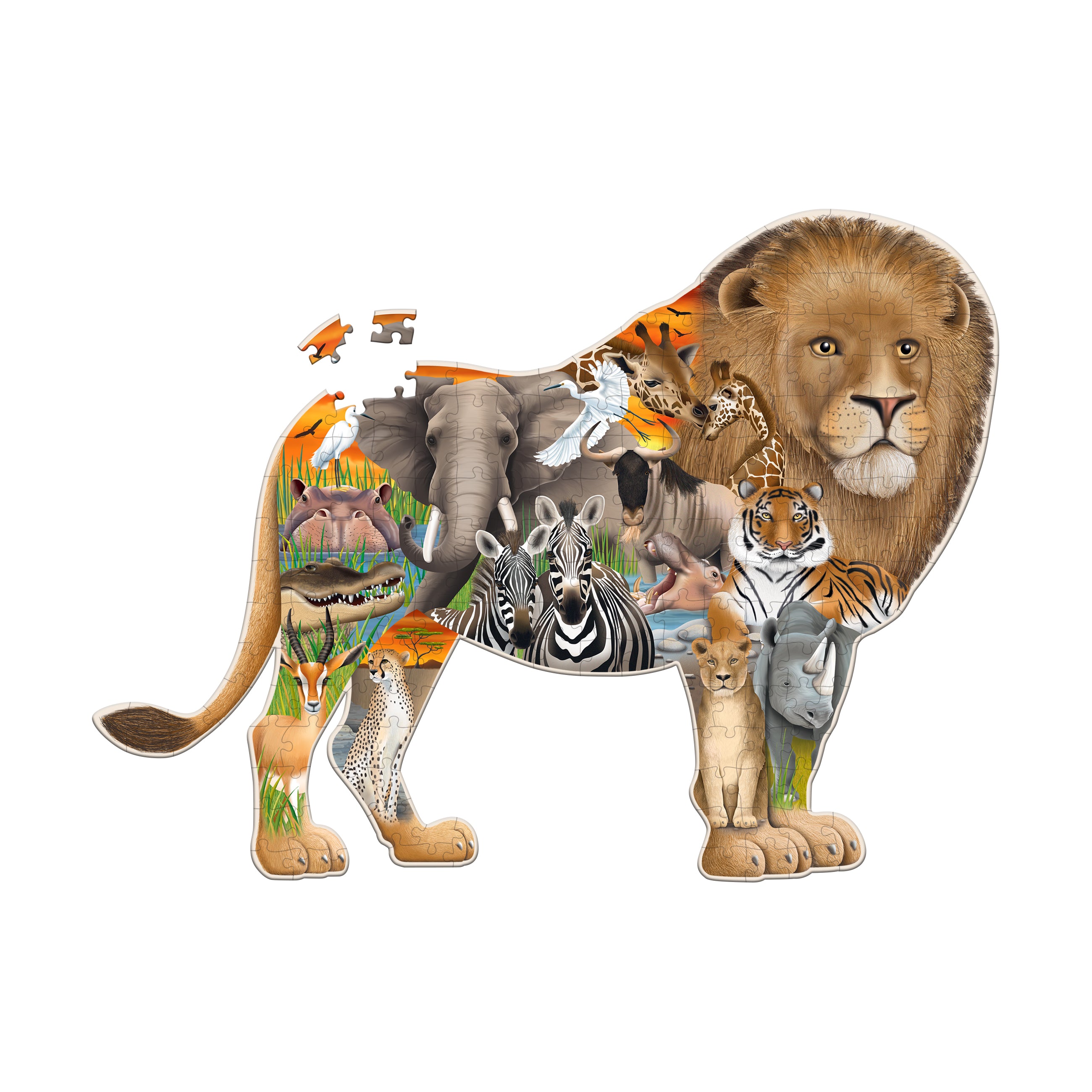 Alternative view of Wildlife World Safari Lion Shaped Jigsaw Puzzle - 200 pcs