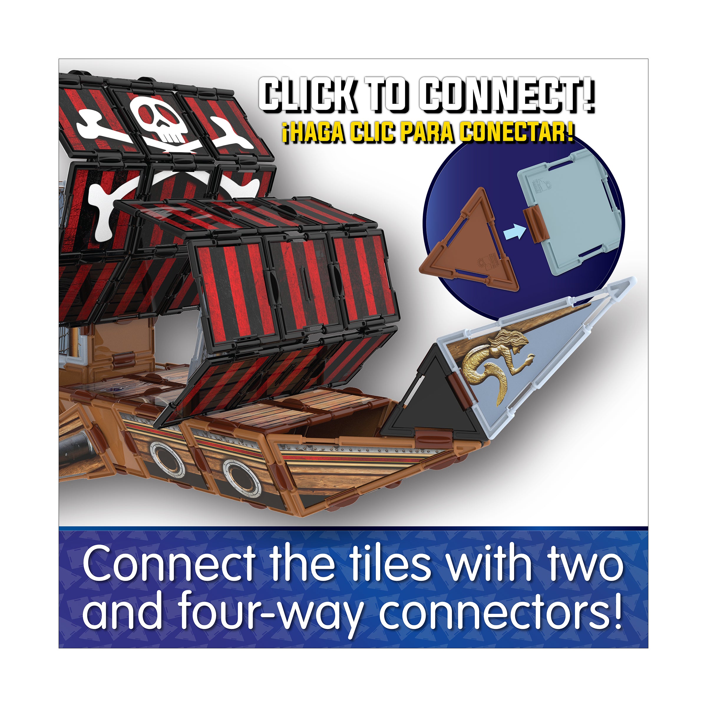 Techno Tiles Pirate Ship Construction Set - 200+ Pieces - Image 5