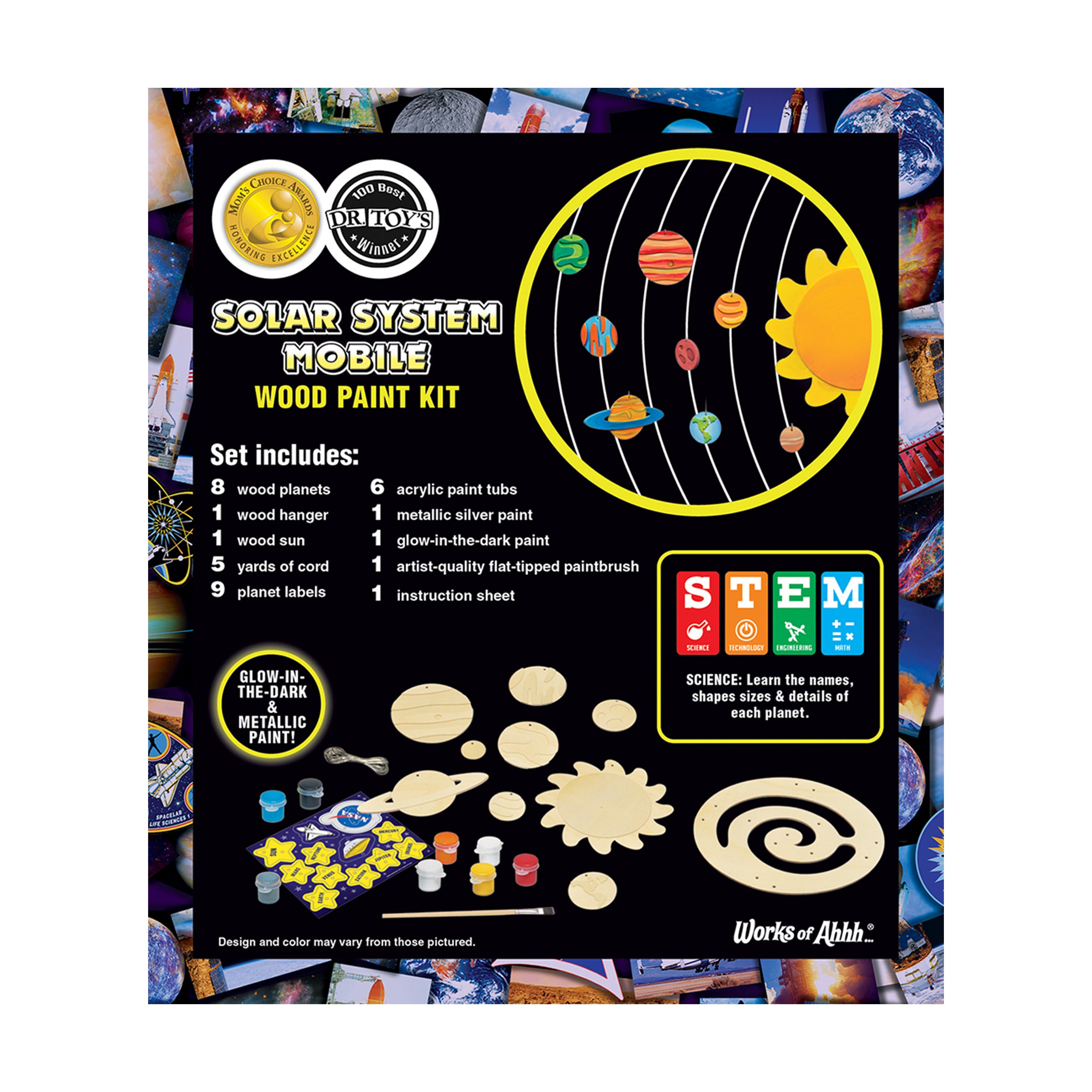 Alternative view of Works of Ahhh... NASA Solar System Mobile Wood Paint Kit