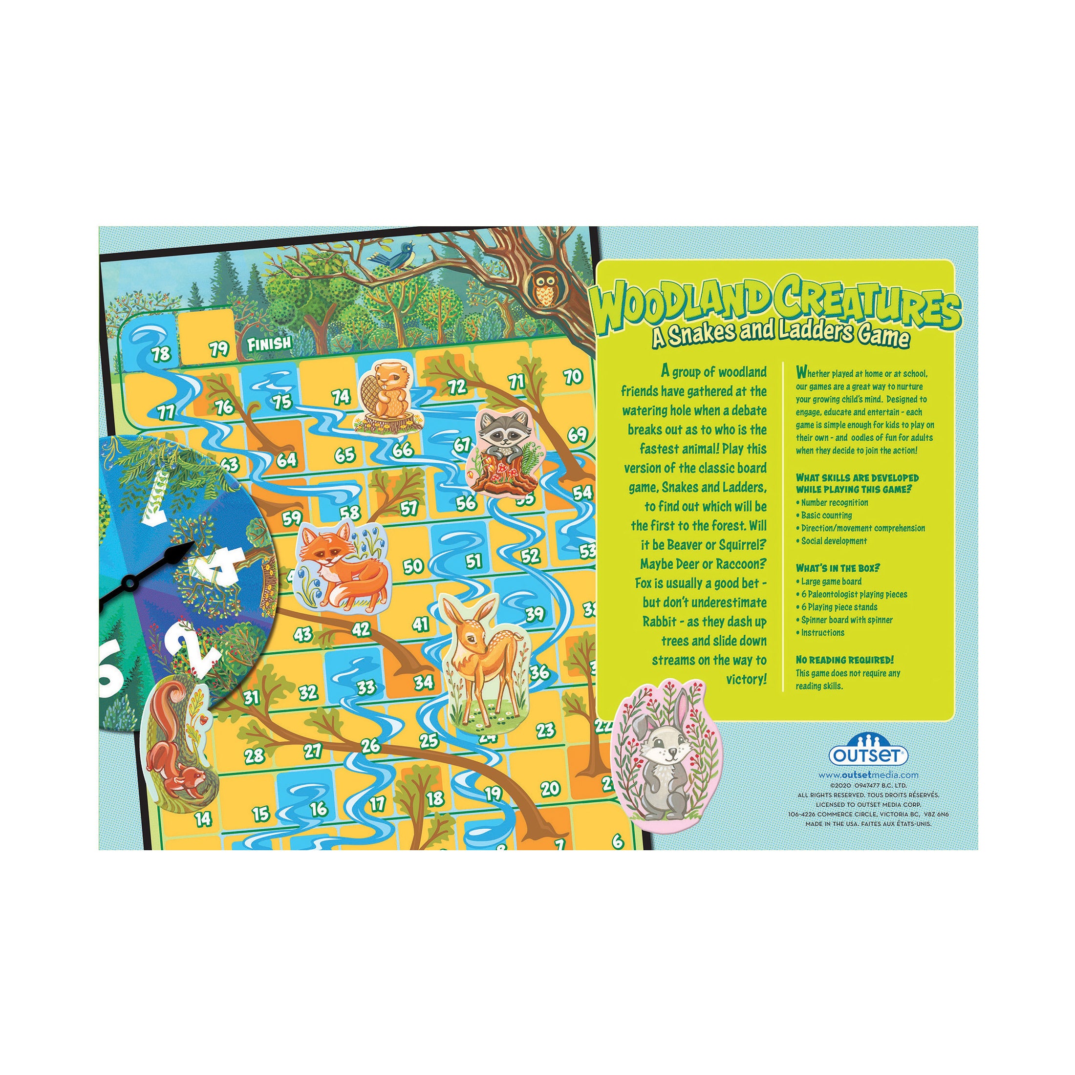 Woodland Creatures Snakes and Ladders Family Board Game - Image 4