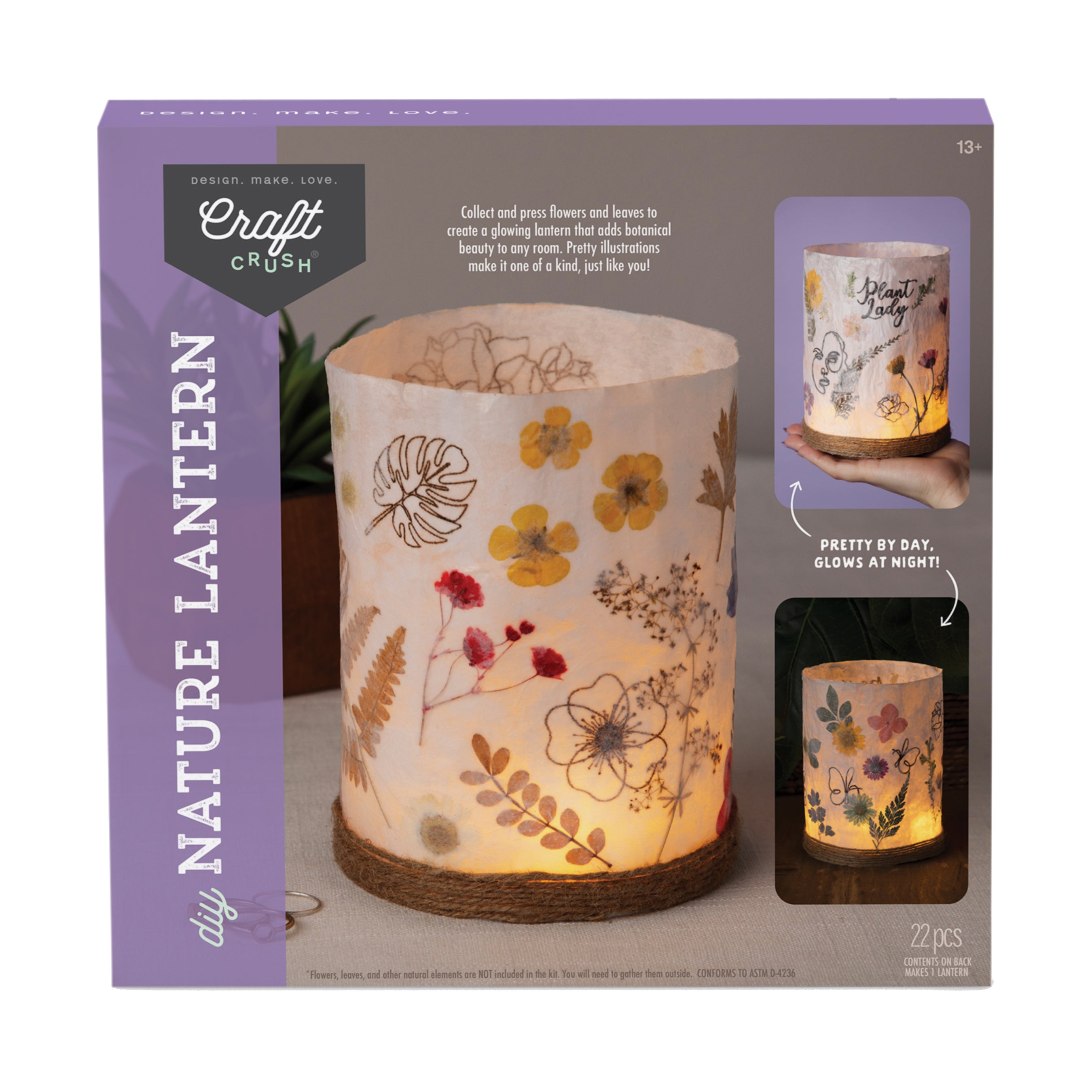 Craft Crush Nature-Inspired DIY Lantern Kit - Create Your Own Floral Masterpiece