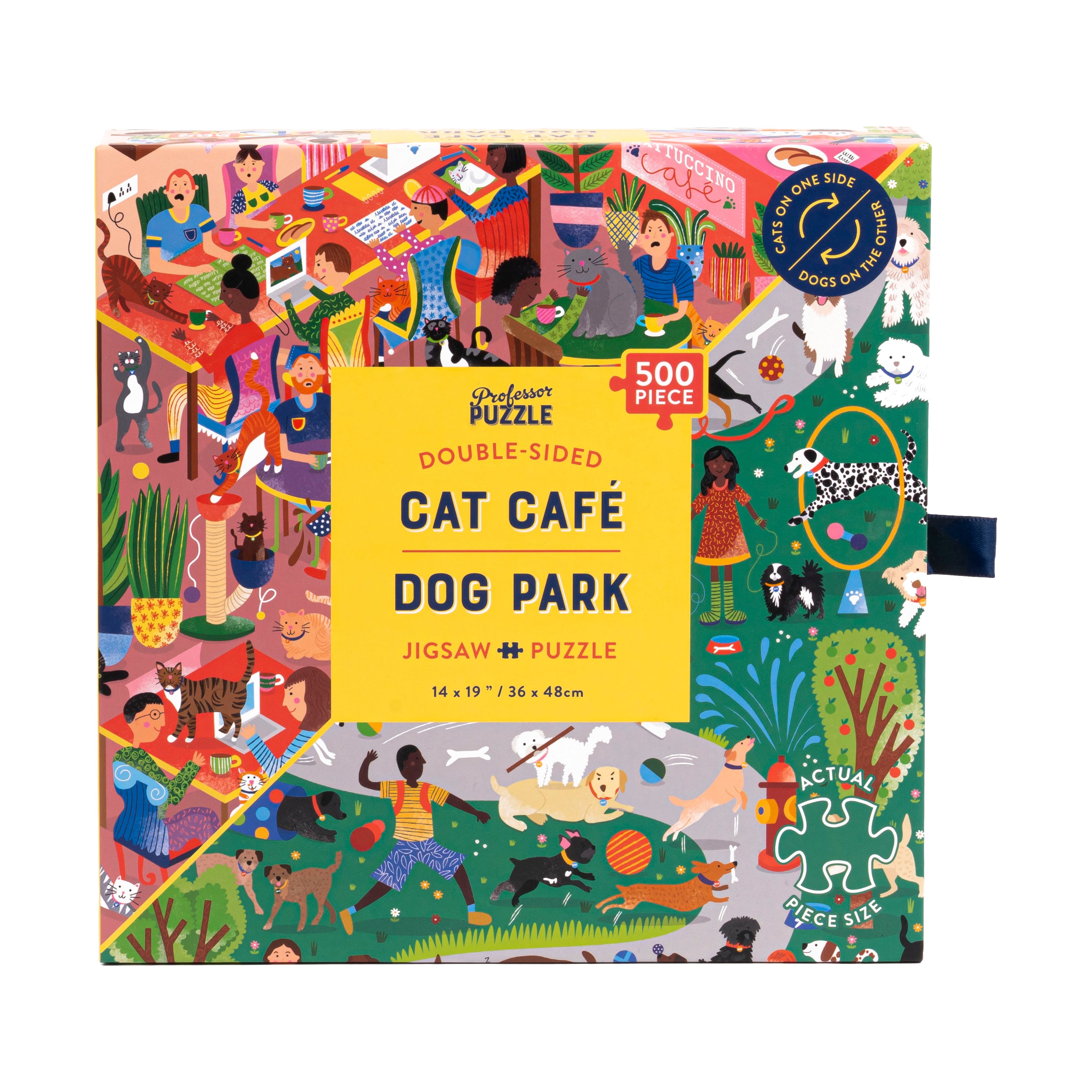 Furry Friends Fiesta Double-Sided Cat Cafe & Dog Park Jigsaw Puzzle - 500 pc - Image 3