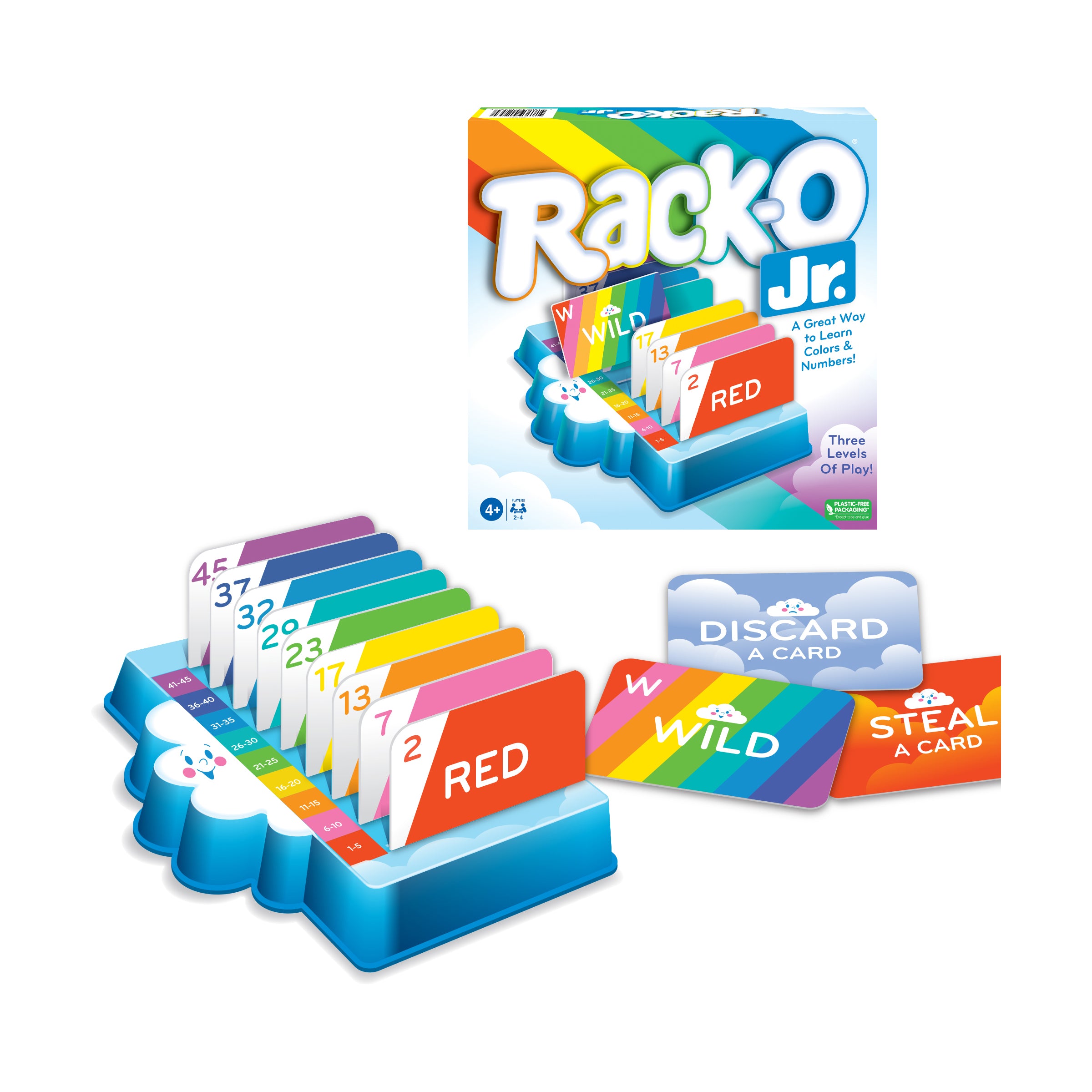 Alternative view of Rack-O Jr. Rainbow Sequence Card Game