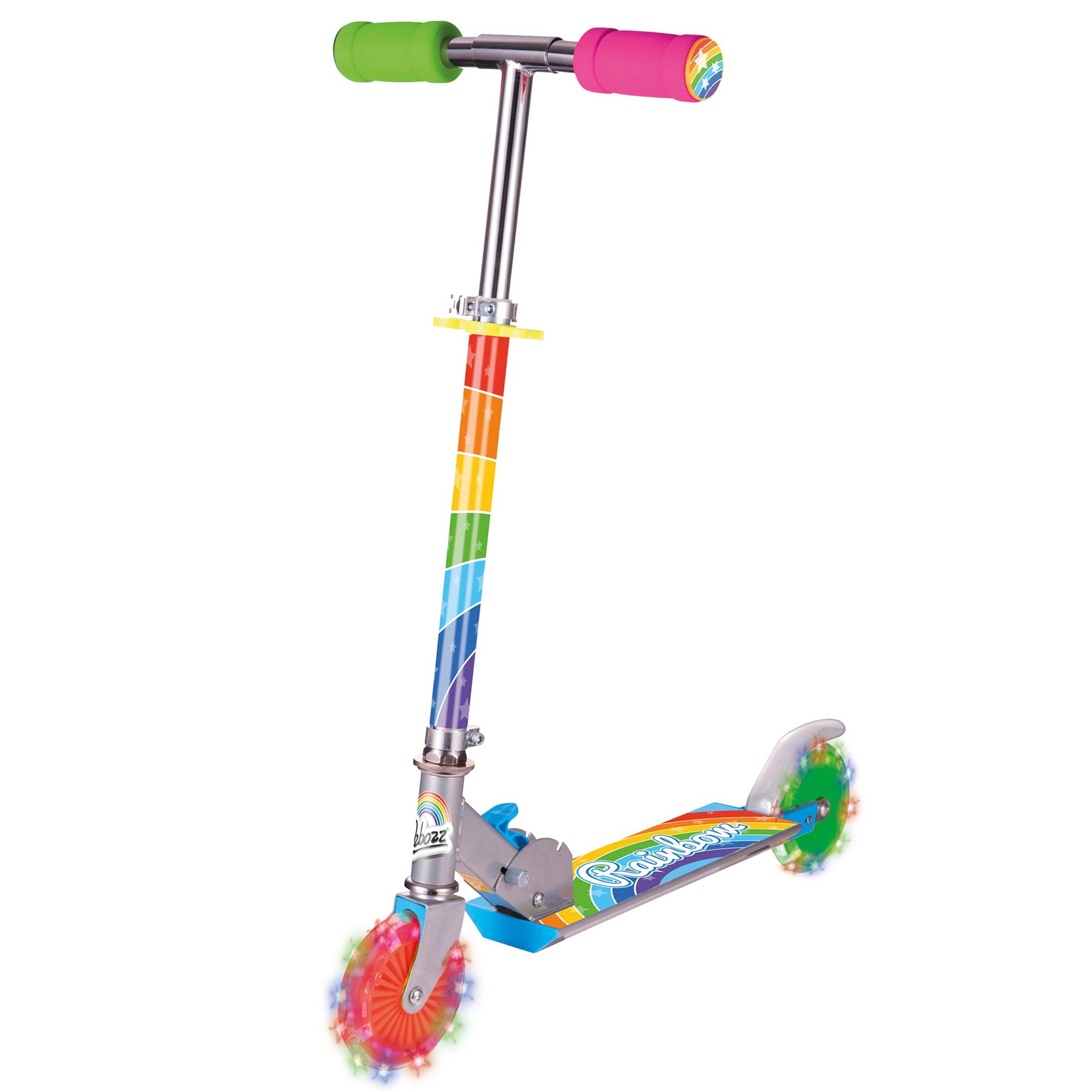 Ozbozz Rainbow Foldable Scooter with Light-Up Wheels for Ages 5+