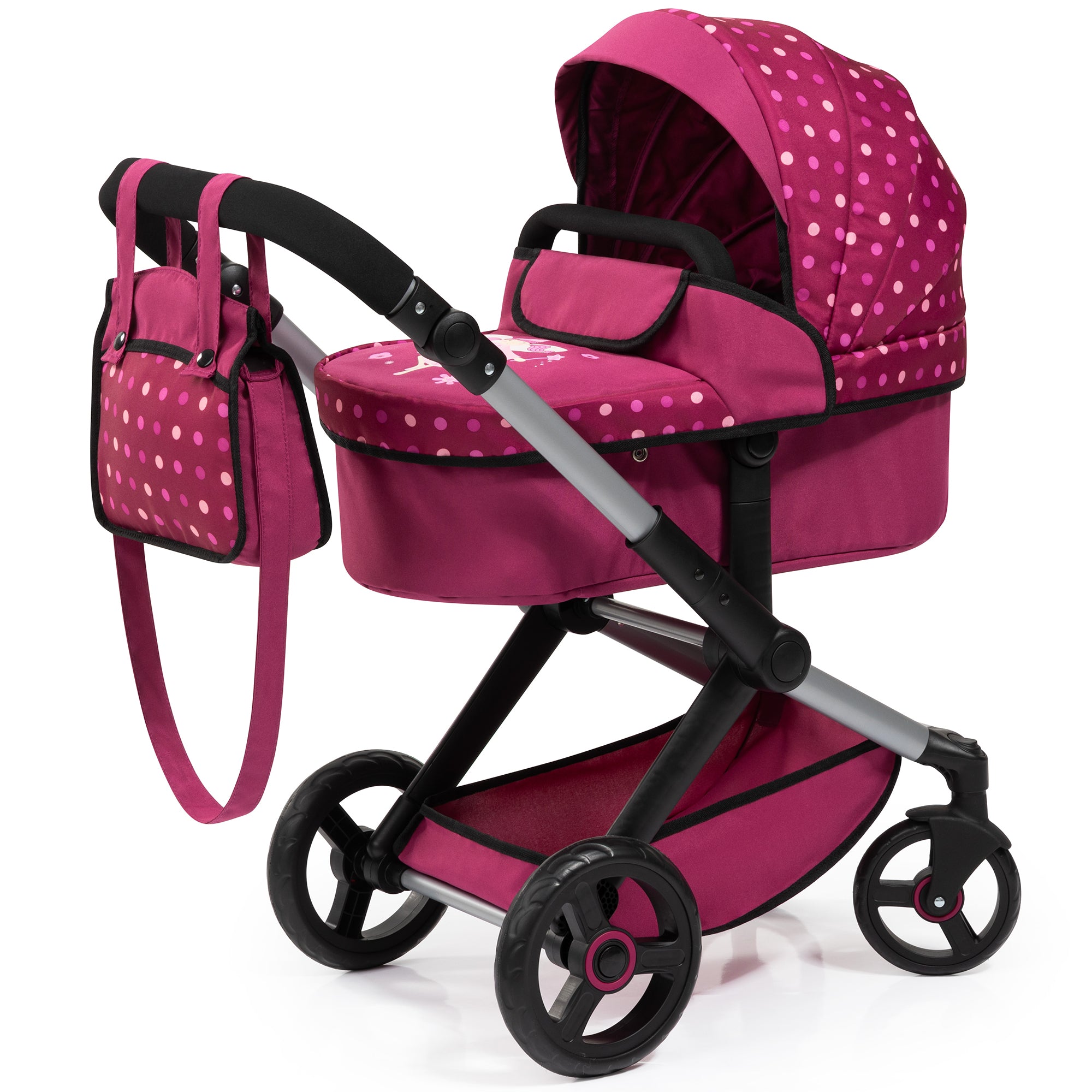 Bayer Design Doll Pram Xeo - Convertible Pushchair & Stroller, Stars Design, for 18" Dolls
